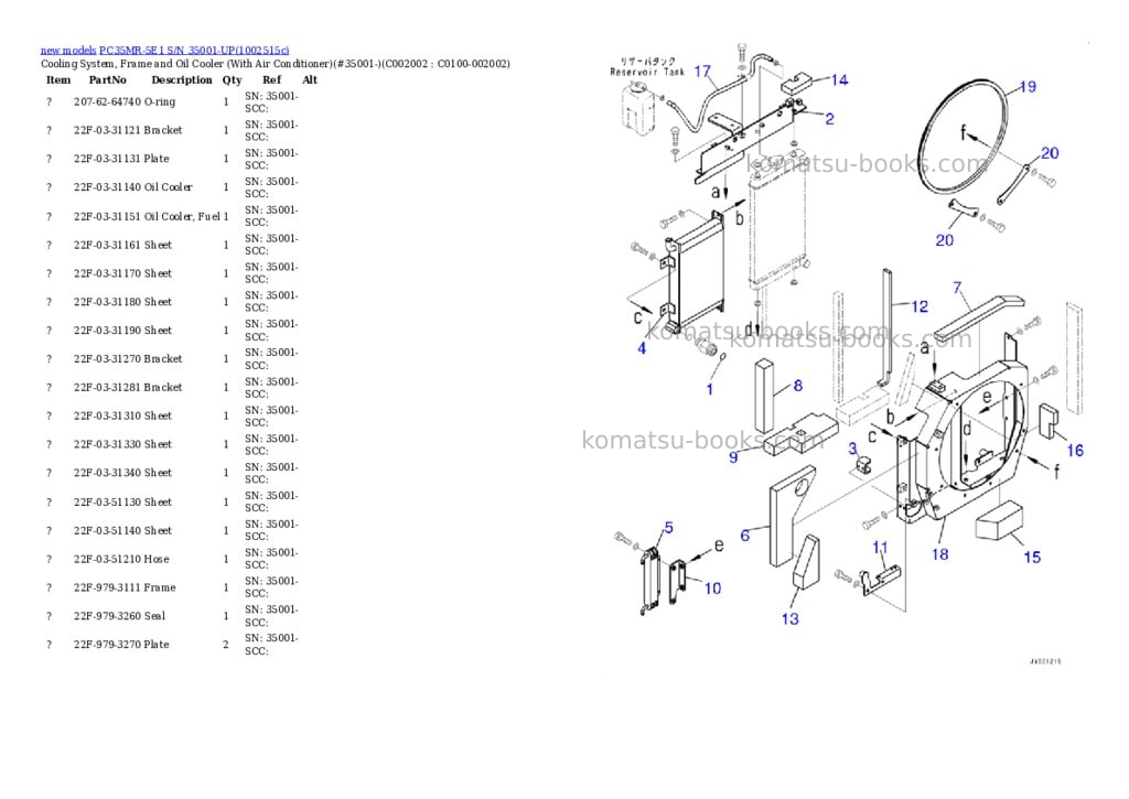 Komatsu PC35MR-5E1 S/N 35001-UP Parts catalog cover Page 7 Komatsu PC35MR-5E1 S/N 35001-UP Parts catalog cover Page 7