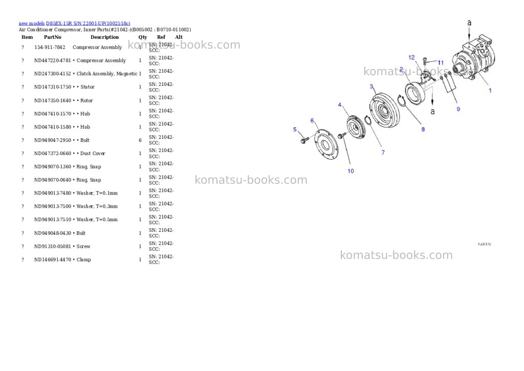 Komatsu D85EX-15R S/N 22001-UP Parts catalog cover