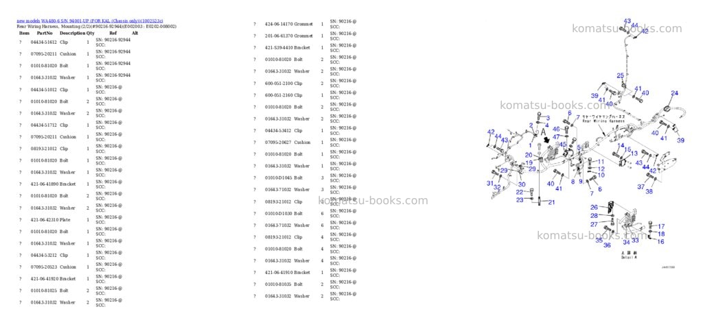 Komatsu WA480-6 S/N 94001-UP (FOR KAL (Chassis only)) Parts catalog cover