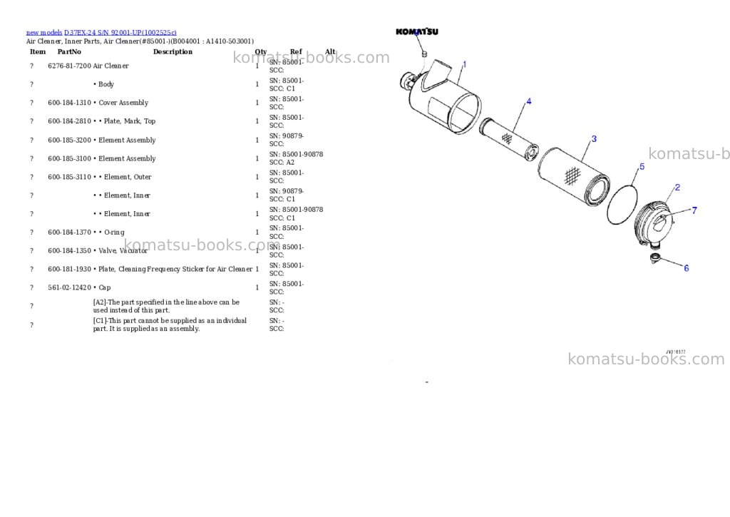 Komatsu D37EX-24 S/N 92001-UP Parts catalog cover Page 10 Komatsu D37EX-24 S/N 92001-UP Parts catalog cover Page 10