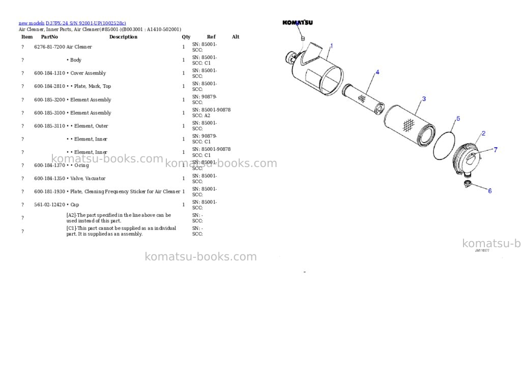 Komatsu D37PX-24 S/N 92001-UP Parts catalog cover Page 6 Komatsu D37PX-24 S/N 92001-UP Parts catalog cover Page 6