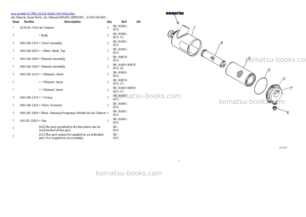 Komatsu D37PXI-24 S/N 92001-UP Parts catalog cover Page 2 Komatsu D37PXI-24 S/N 92001-UP Parts catalog cover Page 2
