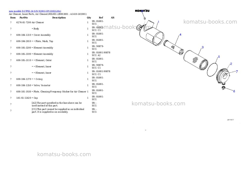 Komatsu D37PXI-24 S/N 92001-UP Parts catalog cover Page 6 Komatsu D37PXI-24 S/N 92001-UP Parts catalog cover Page 6
