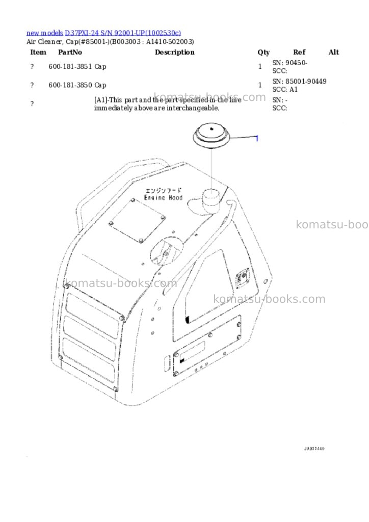 Komatsu D37PXI-24 S/N 92001-UP Parts catalog cover Page 8 Komatsu D37PXI-24 S/N 92001-UP Parts catalog cover Page 8