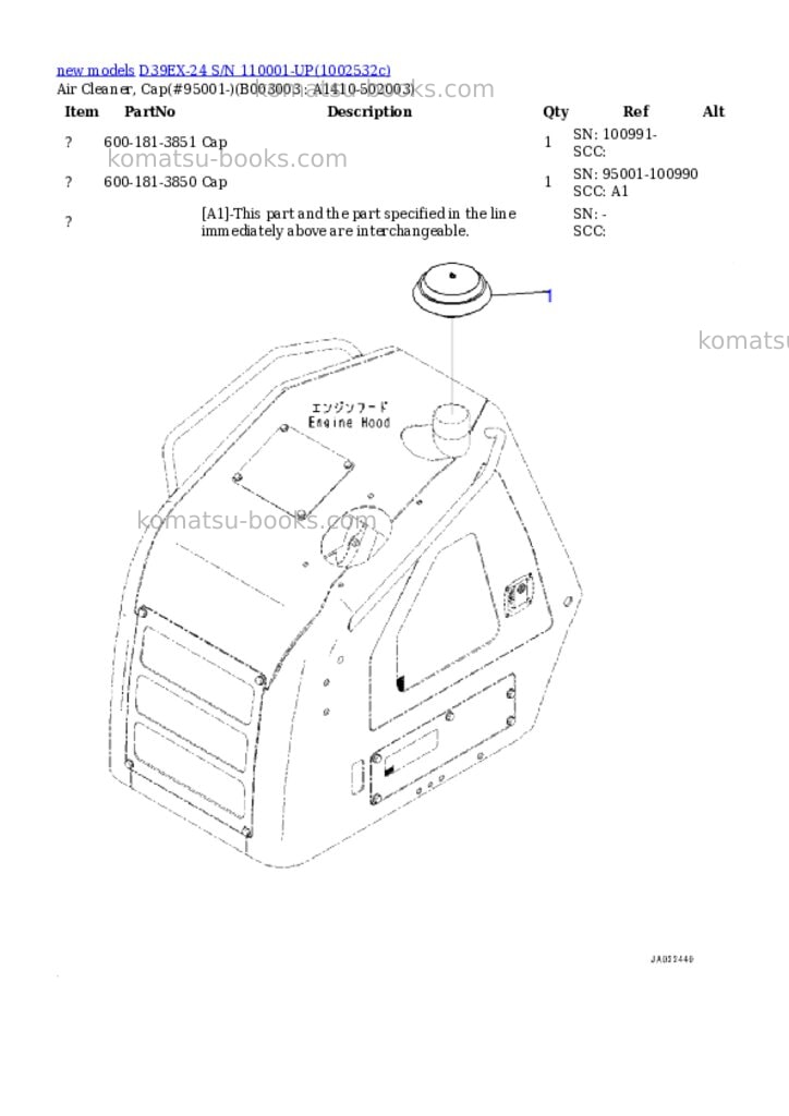 Komatsu D39EX-24 S/N 110001-UP Parts catalog cover Komatsu D39EX-24 S/N 110001-UP Parts catalog cover