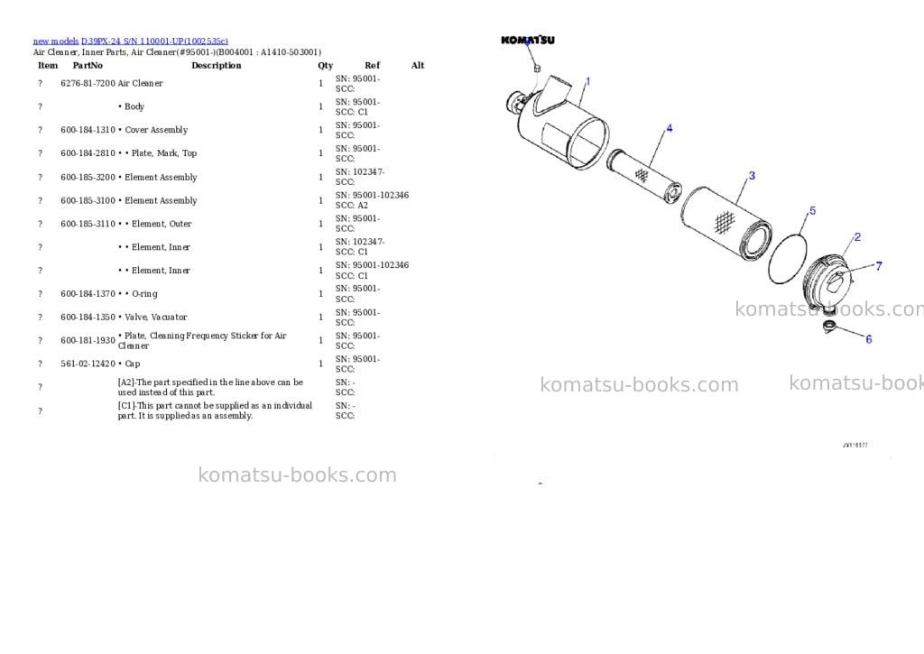 Komatsu D39PX-24 S/N 110001-UP Parts catalog cover Page 10 Komatsu D39PX-24 S/N 110001-UP Parts catalog cover Page 10