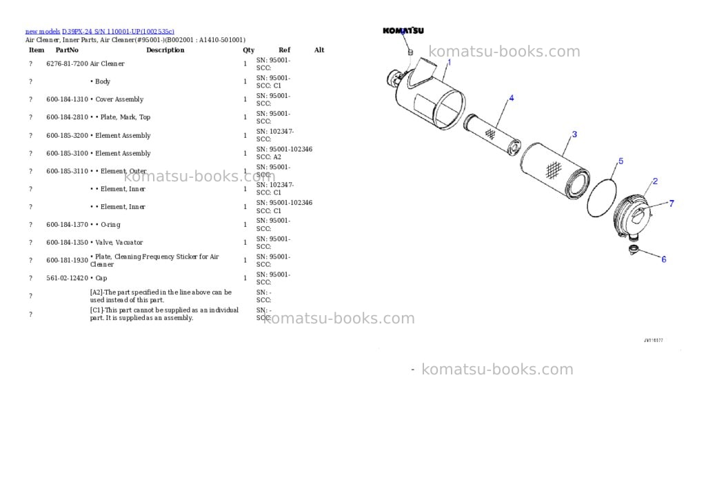 Komatsu D39PX-24 S/N 110001-UP Parts catalog cover Page 2 Komatsu D39PX-24 S/N 110001-UP Parts catalog cover Page 2
