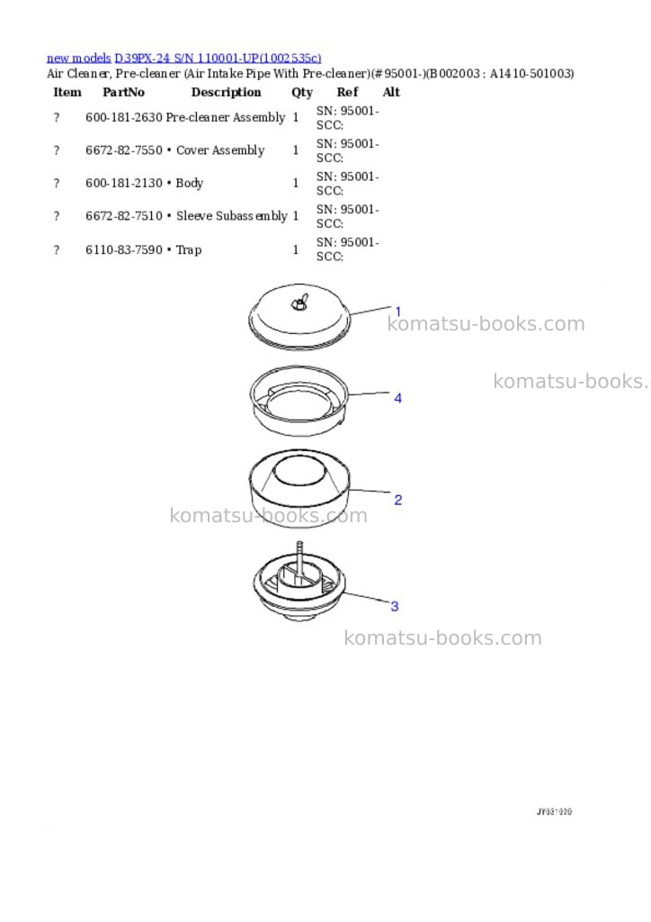 Komatsu D39PX-24 S/N 110001-UP Parts catalog cover Page 4 Komatsu D39PX-24 S/N 110001-UP Parts catalog cover Page 4