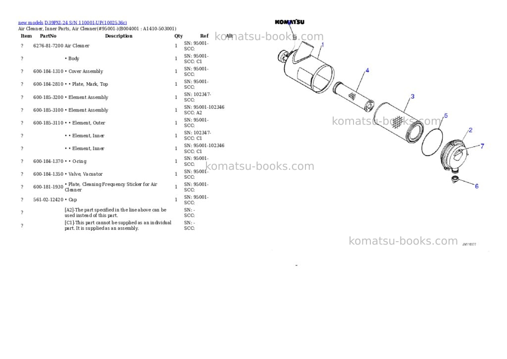 Komatsu D39PXI-24 S/N 110001-UP Parts catalog cover Page 10 Komatsu D39PXI-24 S/N 110001-UP Parts catalog cover Page 10