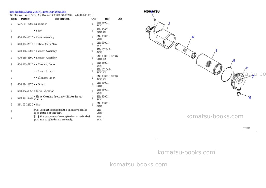 Komatsu D39PXI-24 S/N 110001-UP Parts catalog cover Page 2 Komatsu D39PXI-24 S/N 110001-UP Parts catalog cover Page 2