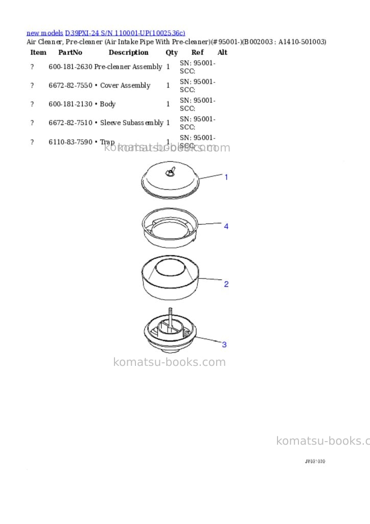 Komatsu D39PXI-24 S/N 110001-UP Parts catalog cover Page 4 Komatsu D39PXI-24 S/N 110001-UP Parts catalog cover Page 4