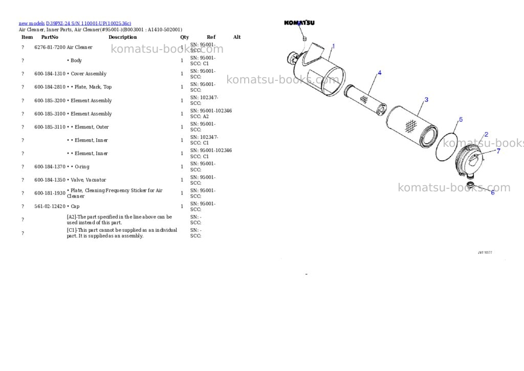 Komatsu D39PXI-24 S/N 110001-UP Parts catalog cover Page 6 Komatsu D39PXI-24 S/N 110001-UP Parts catalog cover Page 6