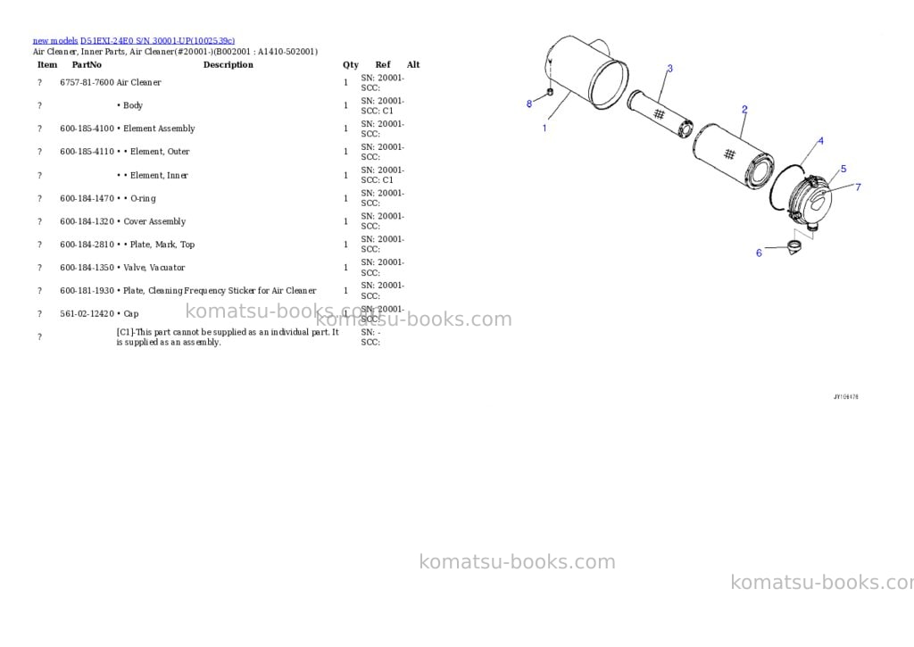 Komatsu D51EXI-24E0 S/N 30001-UP Parts catalog cover Page 2