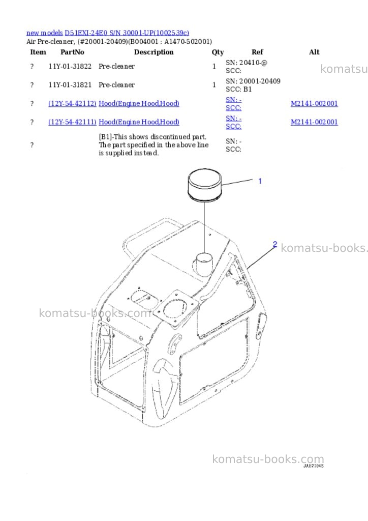 Komatsu D51EXI-24E0 S/N 30001-UP Parts catalog cover Page 5