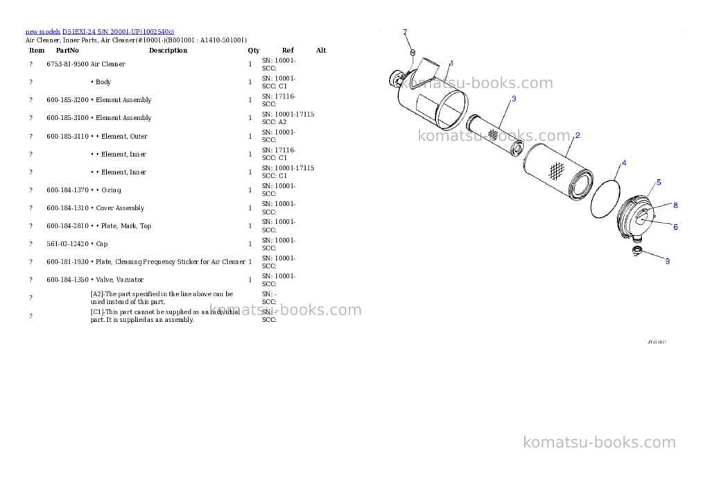 Komatsu D51EXI-24 S/N 20001-UP Parts catalog cover