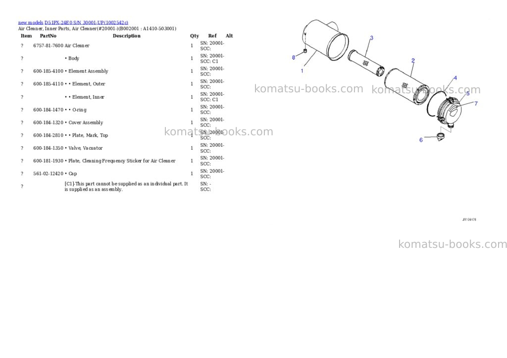 Komatsu D51PX-24E0 S/N 30001-UP Parts catalog cover Page 2