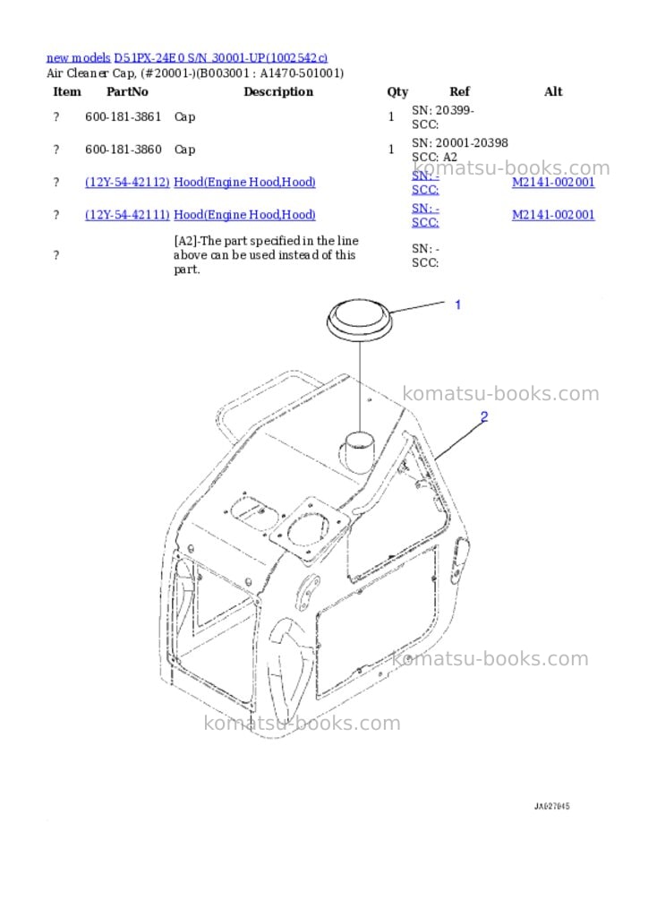 Komatsu D51PX-24E0 S/N 30001-UP Parts catalog cover Page 4