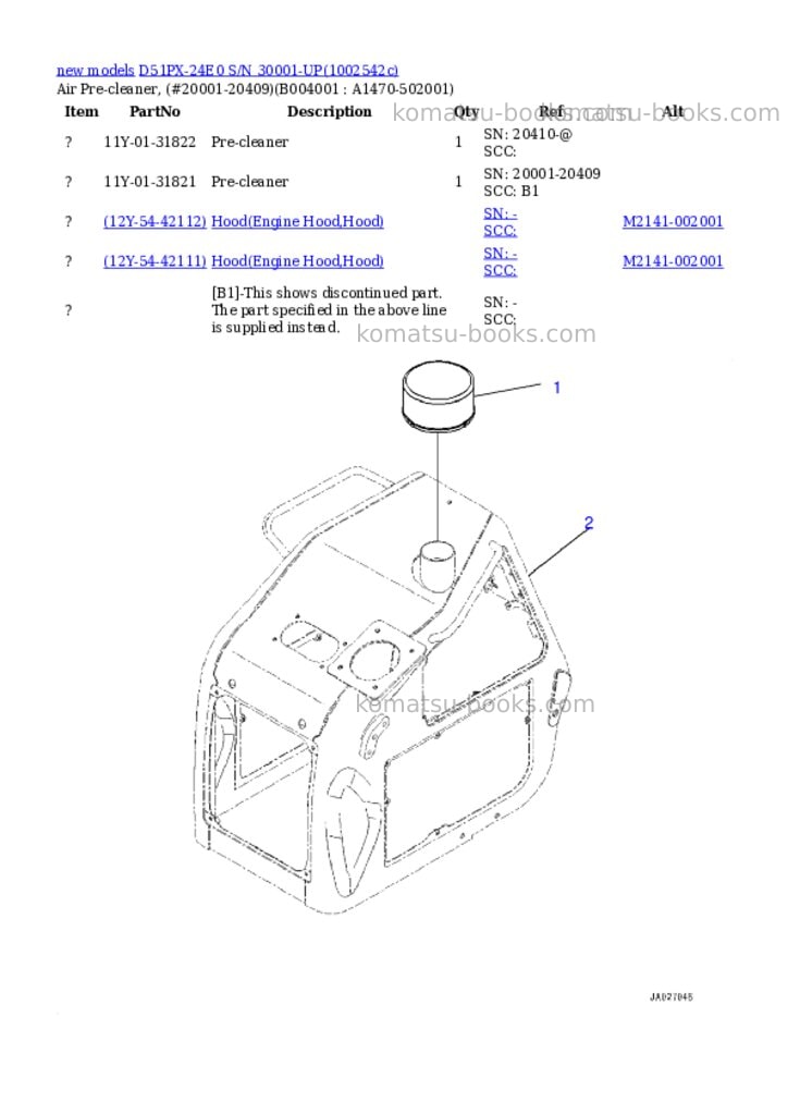 Komatsu D51PX-24E0 S/N 30001-UP Parts catalog cover Page 5