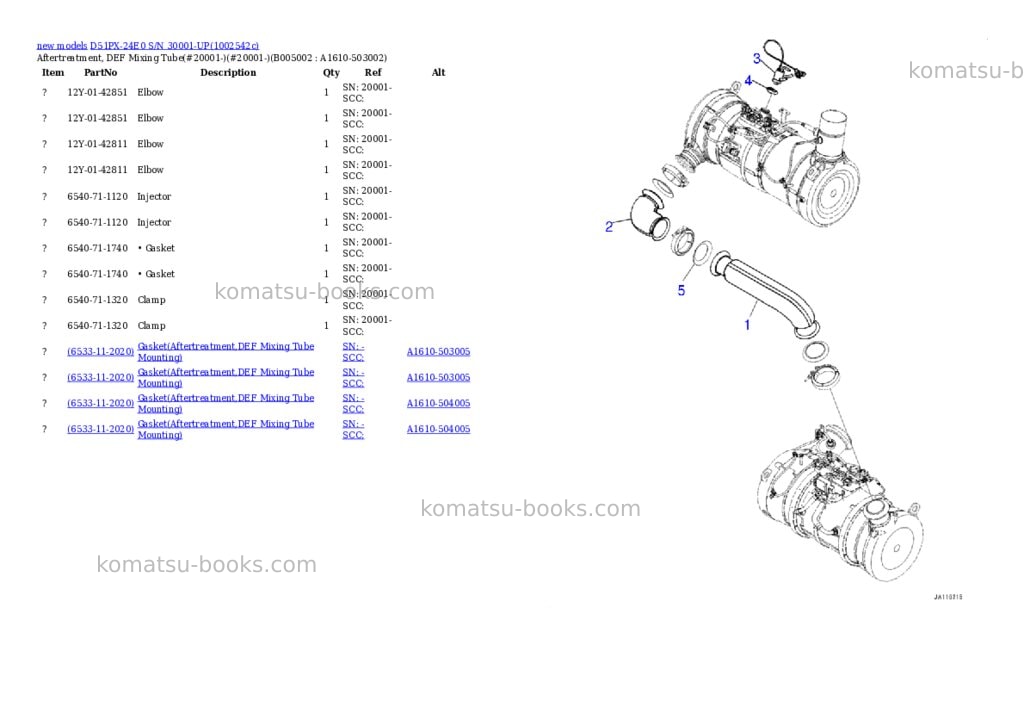 Komatsu D51PX-24E0 S/N 30001-UP Parts catalog cover Page 8