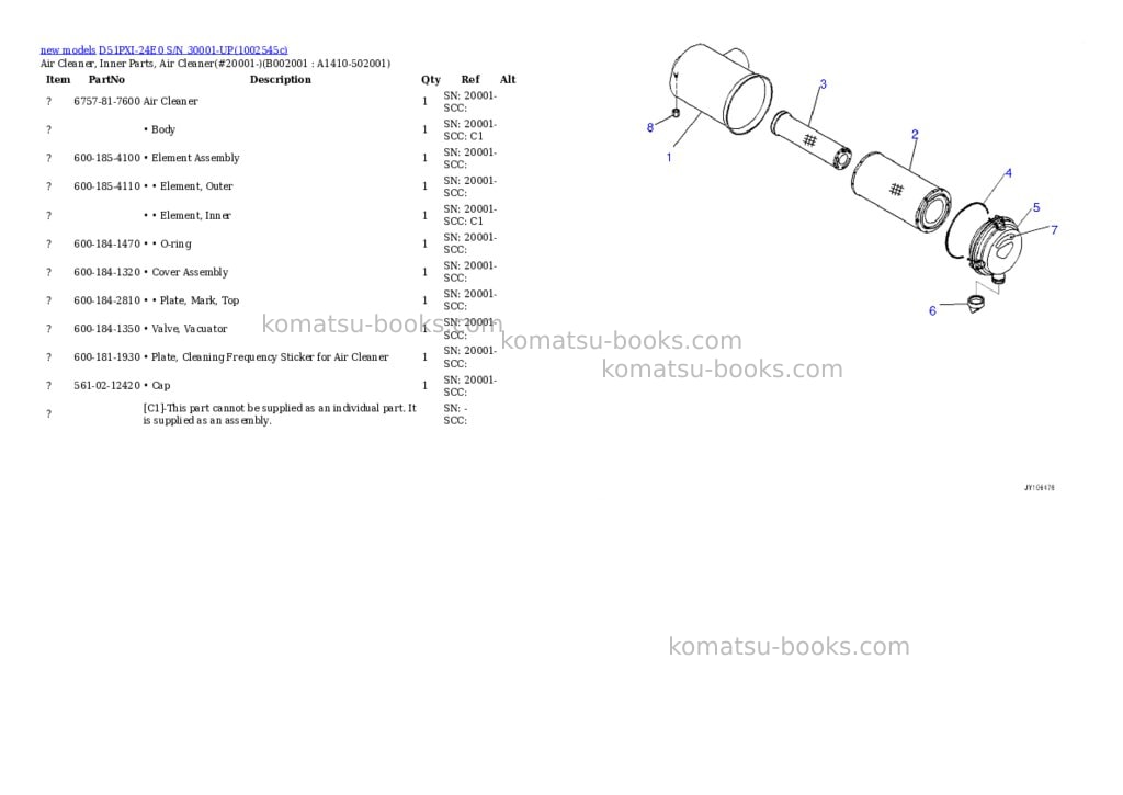 Komatsu D51PXI-24E0 S/N 30001-UP Parts catalog cover Page 2