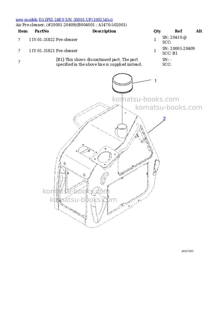 Komatsu D51PXI-24E0 S/N 30001-UP Parts catalog cover Page 5