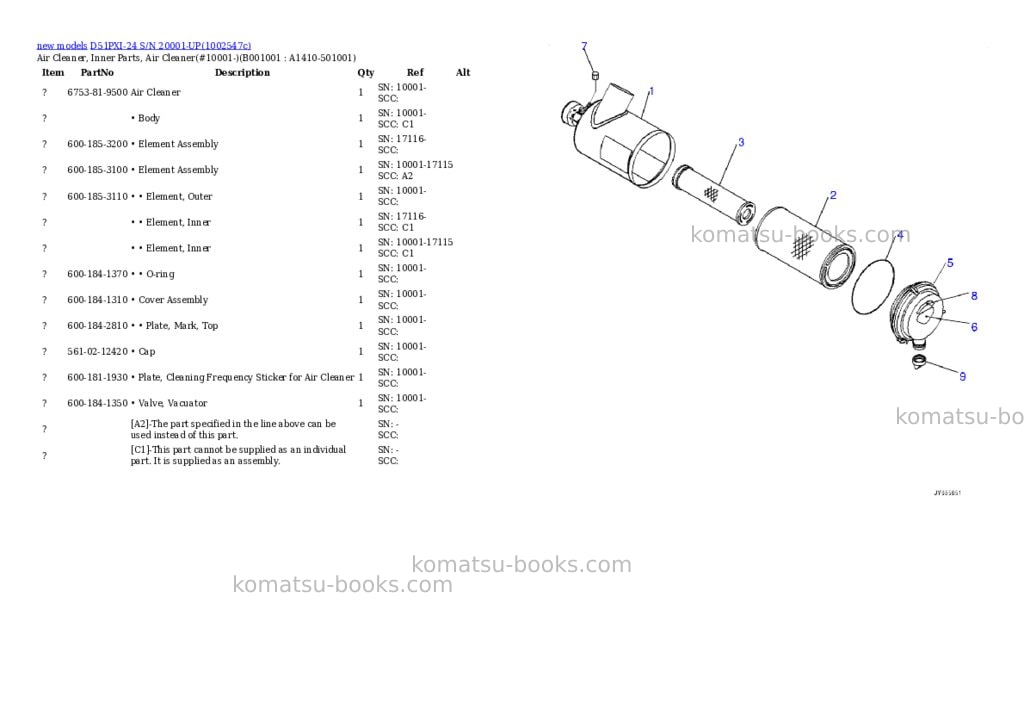 Komatsu D51PXI-24 S/N 20001-UP Parts catalog cover