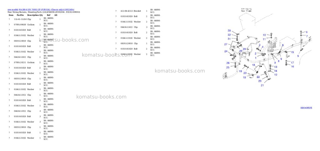 Komatsu WA380-6 S/N 70001-UP (FOR KAL (Chassis only)) Parts catalog cover Page 10
