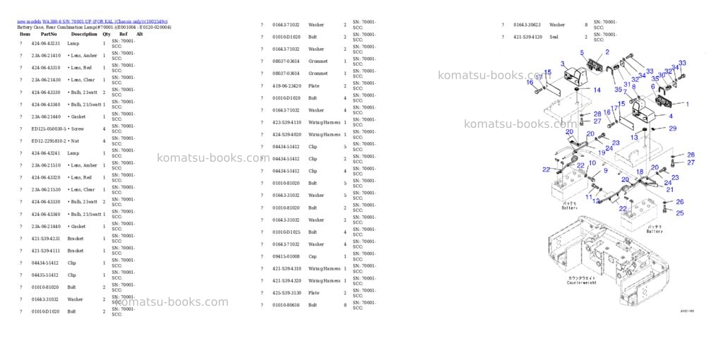 Komatsu WA380-6 S/N 70001-UP (FOR KAL (Chassis only)) Parts catalog cover Page 4