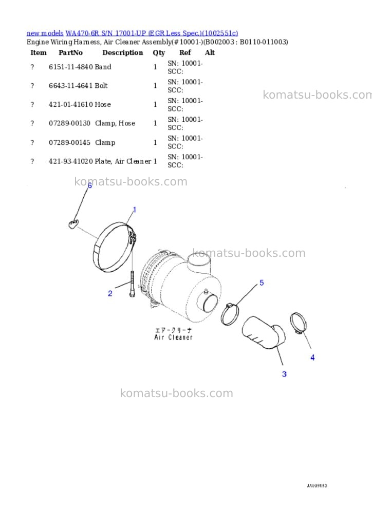 Komatsu WA470-6R S/N 17001-UP (EGR Less Spec.) Parts catalog cover Page 4