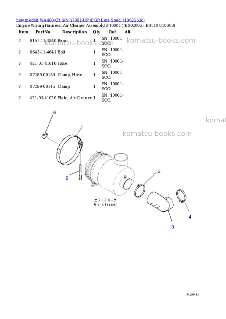 Komatsu WA480-6R S/N 17001-UP (EGR Less Spec.) Parts catalog cover Page 4
