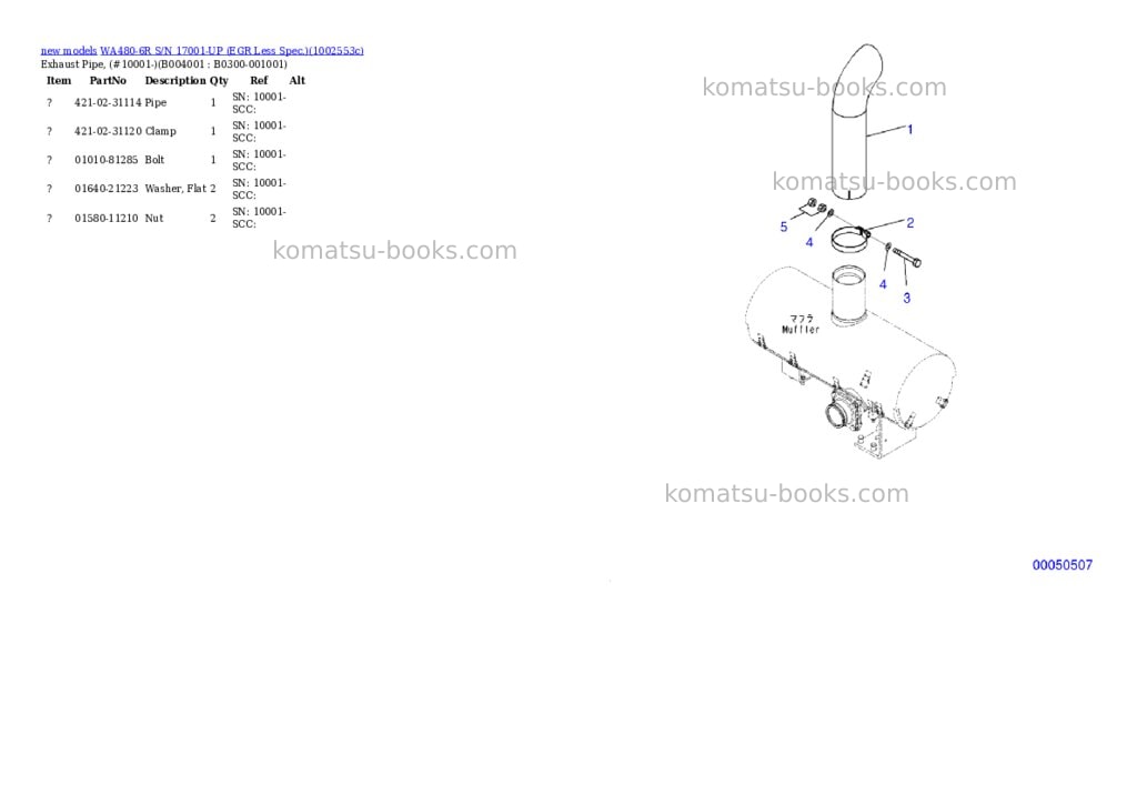 Komatsu WA480-6R S/N 17001-UP (EGR Less Spec.) Parts catalog cover Page 7