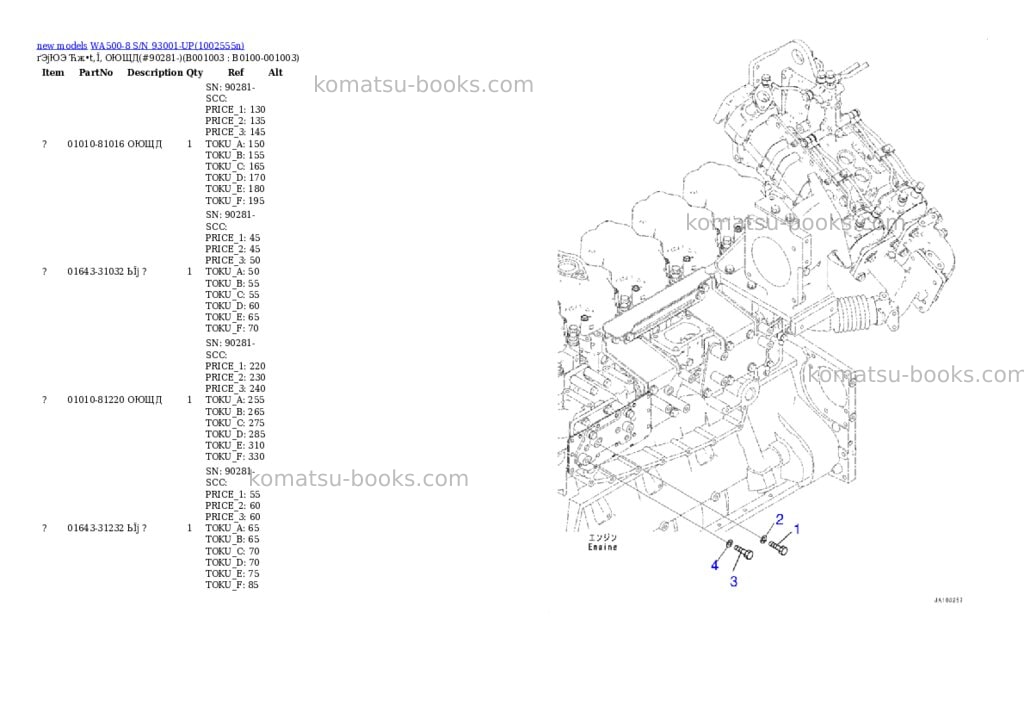 Komatsu WA500-8 S/N 93001-UP Parts catalog cover Page 3