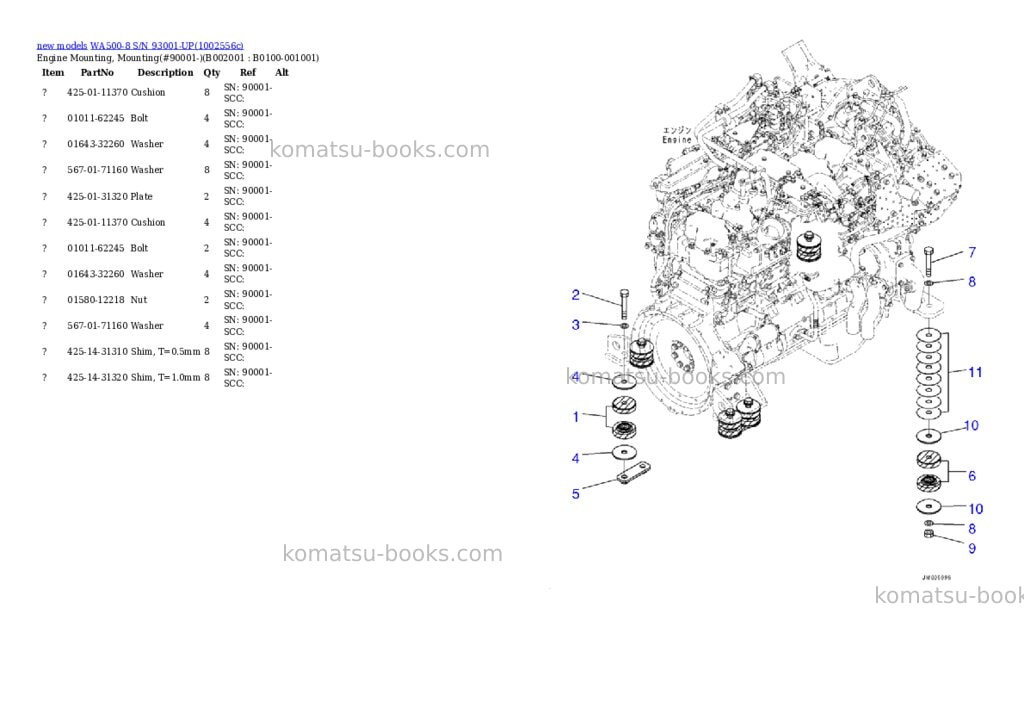 Komatsu WA500-8 S/N 93001-UP Parts catalog cover Page 2 Komatsu WA500-8 S/N 93001-UP Parts catalog cover Page 2