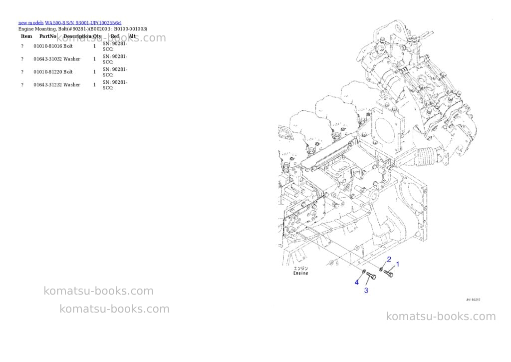 Komatsu WA500-8 S/N 93001-UP Parts catalog cover Page 4 Komatsu WA500-8 S/N 93001-UP Parts catalog cover Page 4