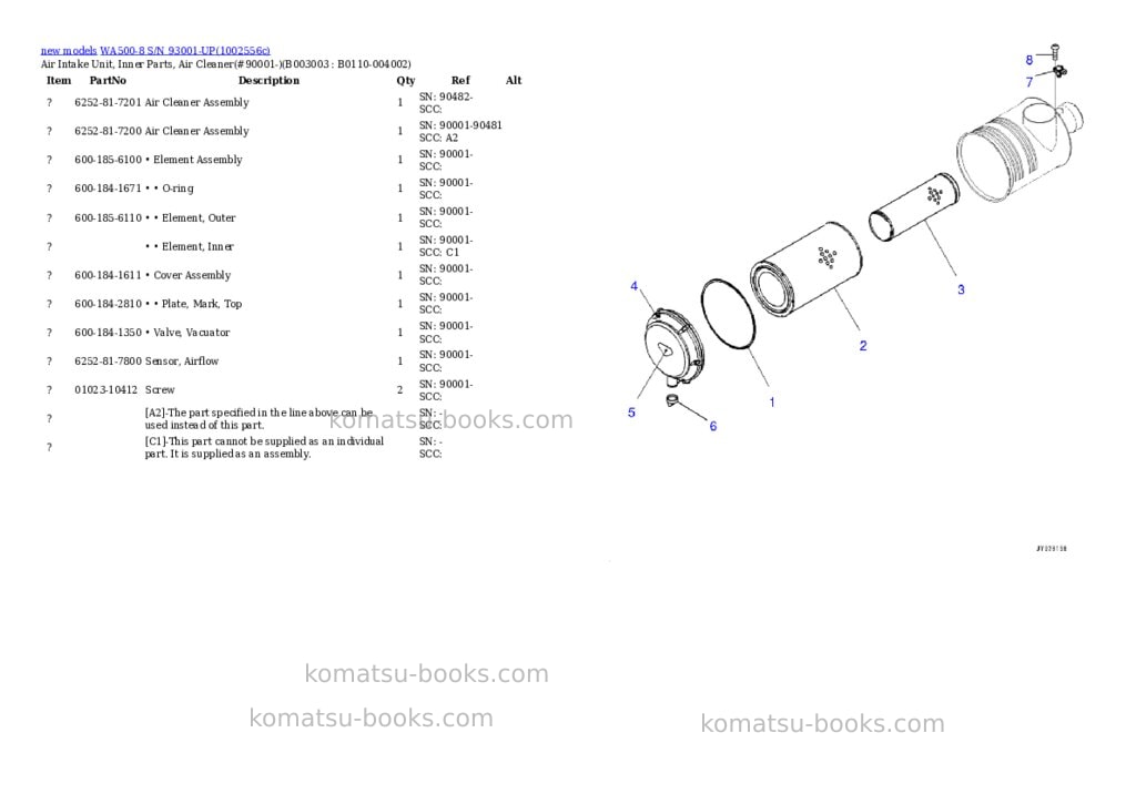Komatsu WA500-8 S/N 93001-UP Parts catalog cover Page 7 Komatsu WA500-8 S/N 93001-UP Parts catalog cover Page 7