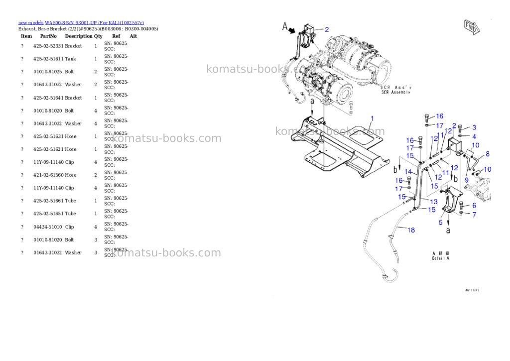Komatsu WA500-8 S/N 93001-UP (For KAL) Parts catalog cover Page 10 Komatsu WA500-8 S/N 93001-UP (For KAL) Parts catalog cover Page 10