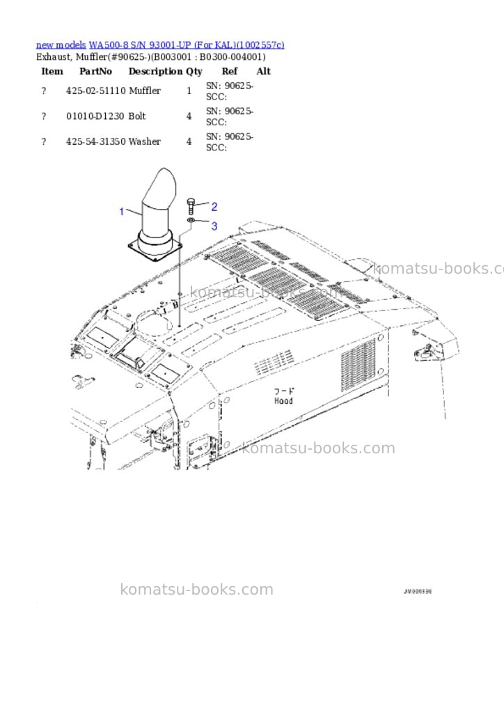Komatsu WA500-8 S/N 93001-UP (For KAL) Parts catalog cover Page 5 Komatsu WA500-8 S/N 93001-UP (For KAL) Parts catalog cover Page 5