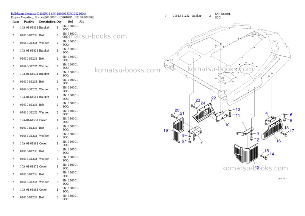 Komatsu D155PX-8 S/N 180001-UP Parts catalog cover Page 2 Komatsu D155PX-8 S/N 180001-UP Parts catalog cover Page 2