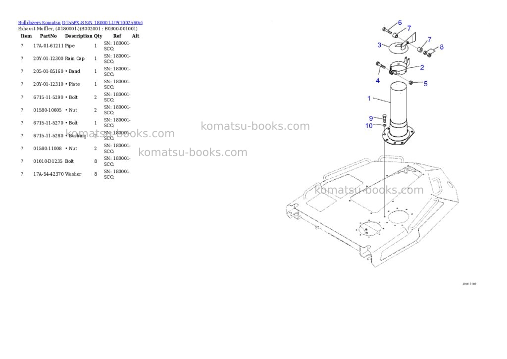 Komatsu D155PX-8 S/N 180001-UP Parts catalog cover Page 4 Komatsu D155PX-8 S/N 180001-UP Parts catalog cover Page 4
