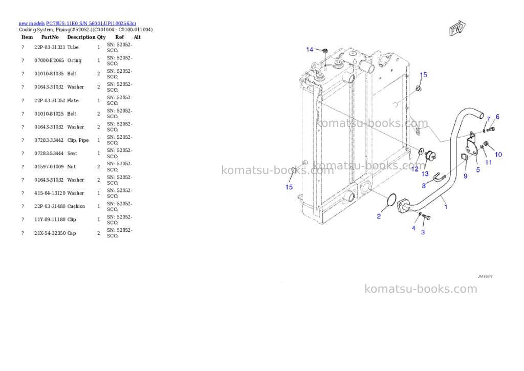 Komatsu PC78US-11E0 S/N 56001-UP Parts catalog cover Page 9 Komatsu PC78US-11E0 S/N 56001-UP Parts catalog cover Page 9
