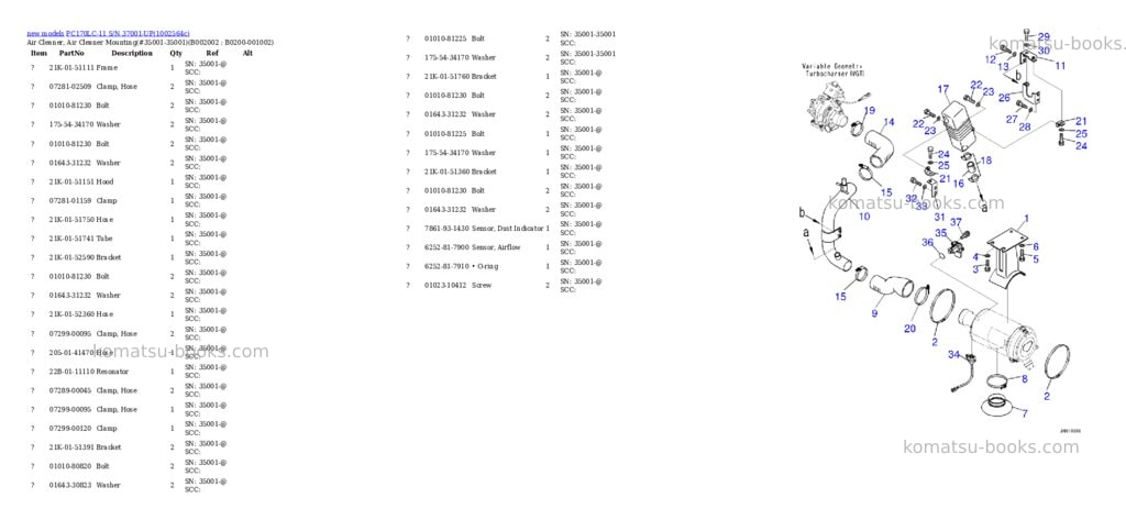 Komatsu PC170LC-11 S/N 37001-UP Parts catalog cover Page 3 Komatsu PC170LC-11 S/N 37001-UP Parts catalog cover Page 3