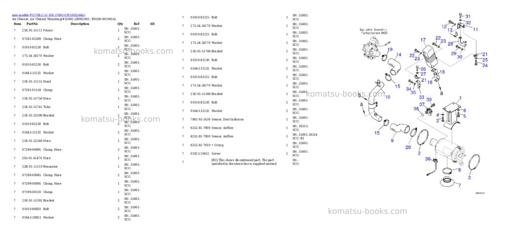 Komatsu PC170LC-11 S/N 37001-UP Parts catalog cover Page 4 Komatsu PC170LC-11 S/N 37001-UP Parts catalog cover Page 4