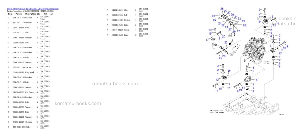 Komatsu PC170LC-11 S/N 37001-UP (For KAL) Parts catalog cover Komatsu PC170LC-11 S/N 37001-UP (For KAL) Parts catalog cover