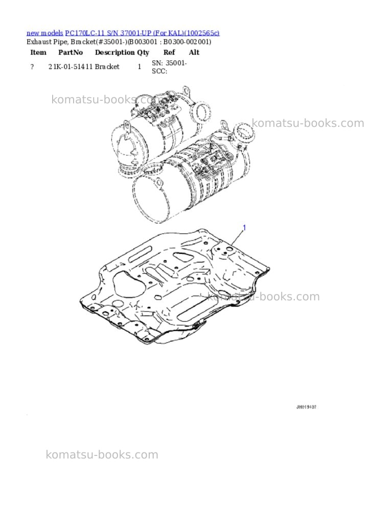 Komatsu PC170LC-11 S/N 37001-UP (For KAL) Parts catalog cover Page 4 Komatsu PC170LC-11 S/N 37001-UP (For KAL) Parts catalog cover Page 4