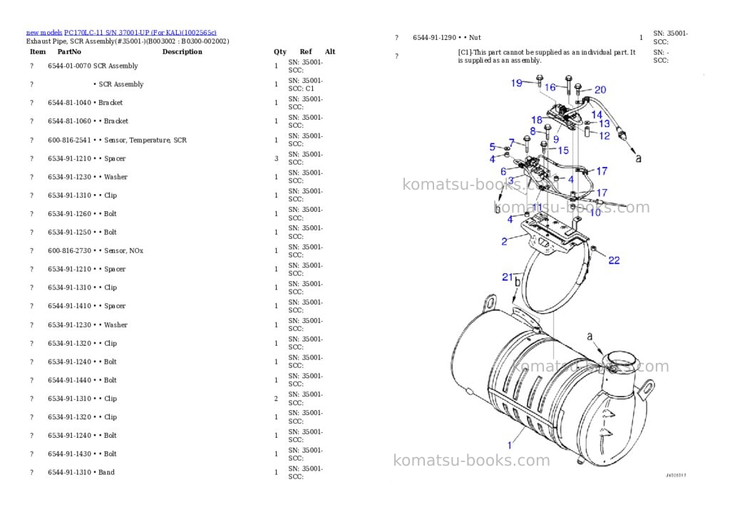 Komatsu PC170LC-11 S/N 37001-UP (For KAL) Parts catalog cover Page 5 Komatsu PC170LC-11 S/N 37001-UP (For KAL) Parts catalog cover Page 5