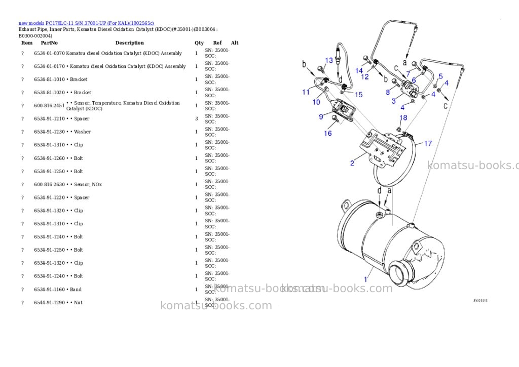 Komatsu PC170LC-11 S/N 37001-UP (For KAL) Parts catalog cover Page 7 Komatsu PC170LC-11 S/N 37001-UP (For KAL) Parts catalog cover Page 7