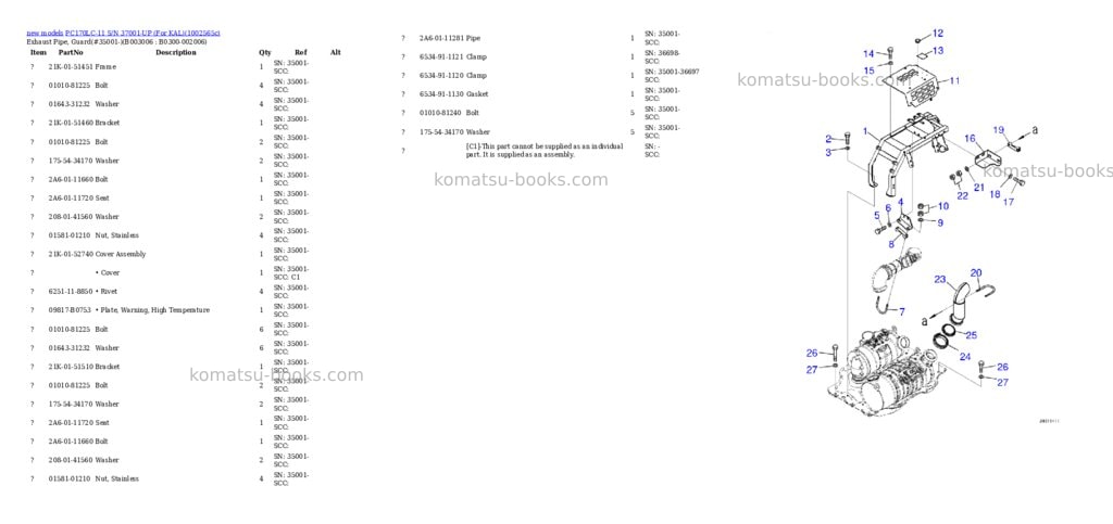 Komatsu PC170LC-11 S/N 37001-UP (For KAL) Parts catalog cover Page 9 Komatsu PC170LC-11 S/N 37001-UP (For KAL) Parts catalog cover Page 9