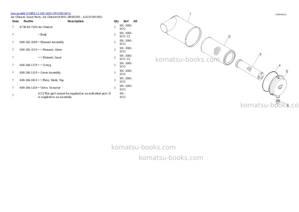 Komatsu D39EX-22 S/N 5001-UP Parts catalog cover Page 2 Komatsu D39EX-22 S/N 5001-UP Parts catalog cover Page 2