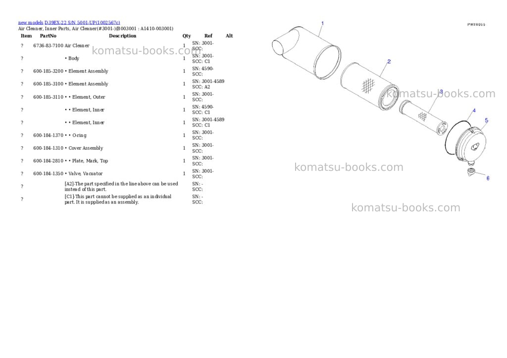 Komatsu D39EX-22 S/N 5001-UP Parts catalog cover Page 5 Komatsu D39EX-22 S/N 5001-UP Parts catalog cover Page 5