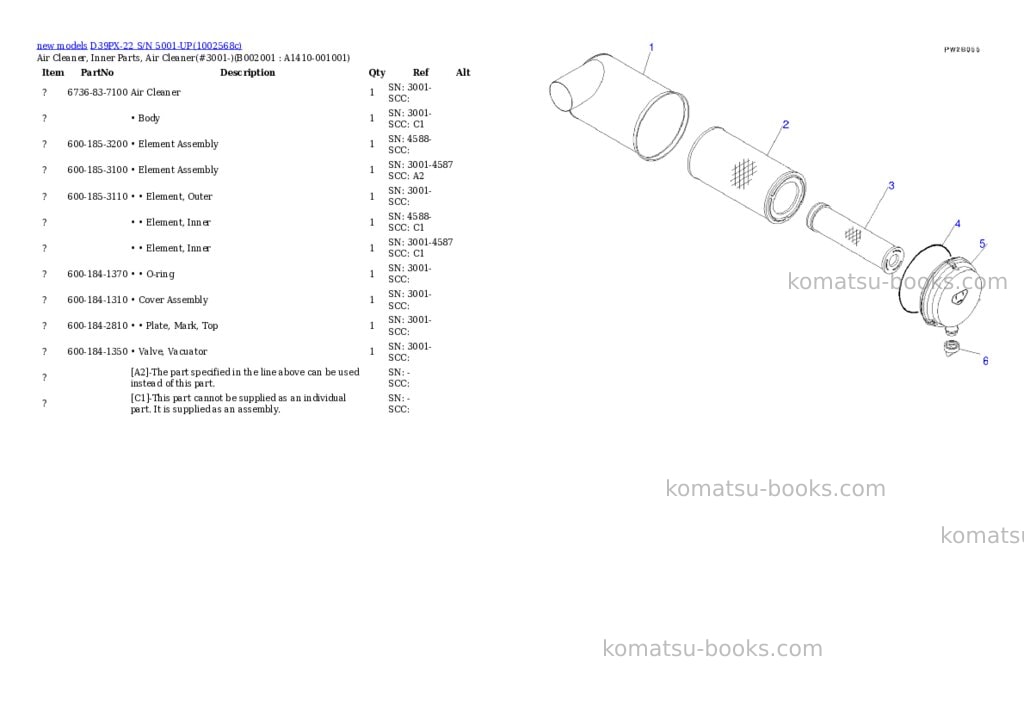 Komatsu D39PX-22 S/N 5001-UP Parts catalog cover Page 2 Komatsu D39PX-22 S/N 5001-UP Parts catalog cover Page 2